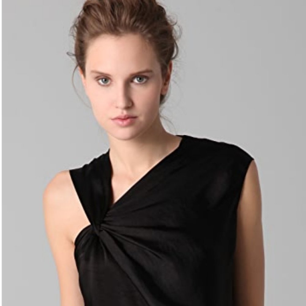 Helmut Lang Reverb Twisted Drape Top - Black Silk